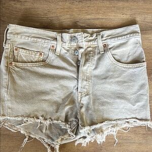 Levi's Tan Jean Shorts Distressed Cut-Off Style